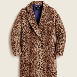 NWT - J.CREW Women's Relaxed Topcoat in Leopard Jacquard